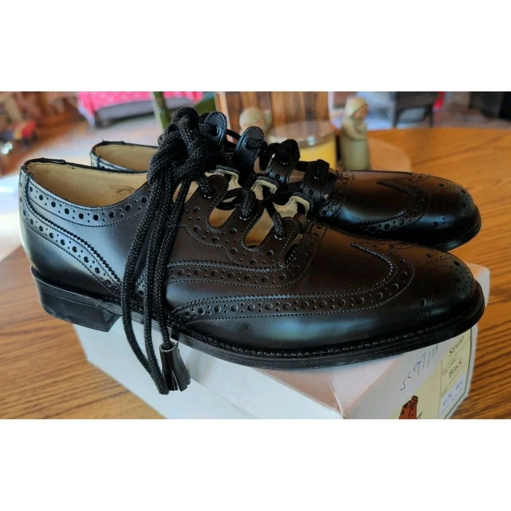 Atholl Broques Bruar Men's Black Leather Shoes Size 9.5 England
